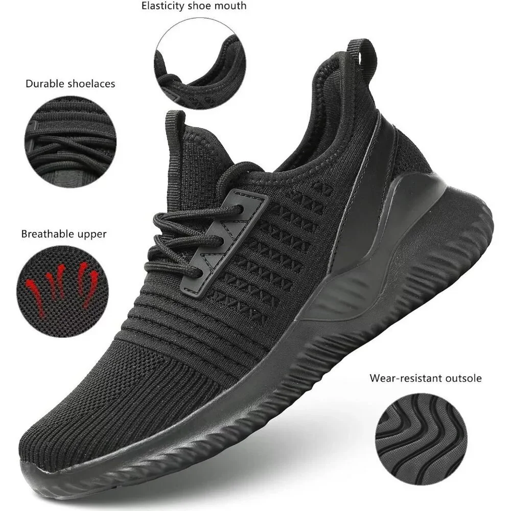 Women's Black Lightweight Breathable Non Slip Athletic Mesh Fashion Sneakers